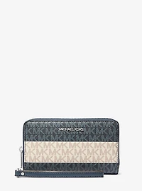 Jet Set Travel Large Striped Signature Logo Smartphone Wallet