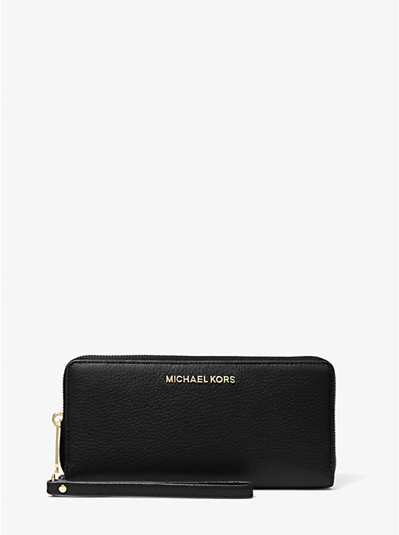 Jet Set Travel Large Pebbled Leather Wristlet