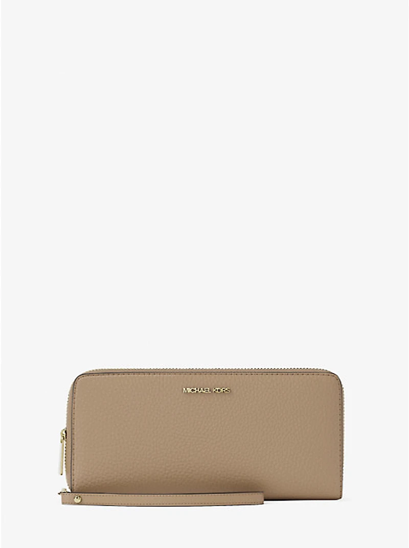 Jet Set Travel Large Pebbled Leather Wristlet