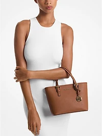 Jet Set Travel Extra-Small Saffiano Leather Top-Zip Tote Bag