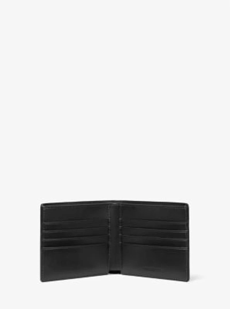 Pebbled Leather Billfold Wallet and Signature Logo Card Case Gift Set