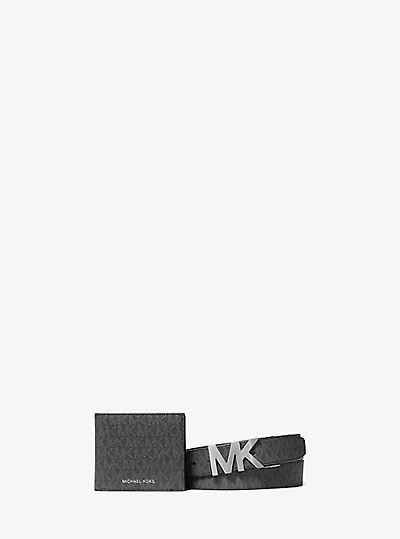 Signature Logo Wallet and Reversible Belt Gift Set