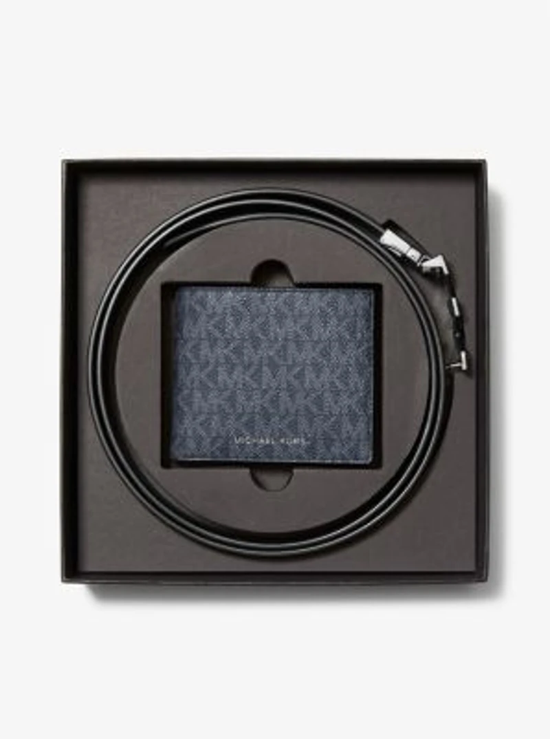 Signature Logo Wallet and Reversible Belt Gift Set