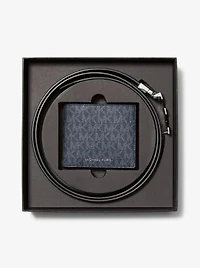Signature Logo Wallet and Reversible Belt Gift Set