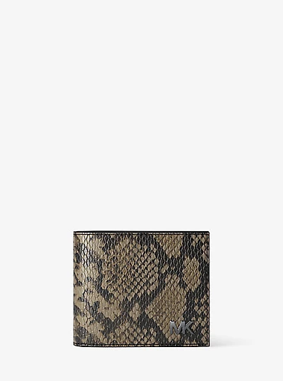 Cyrus Snake Embossed Billfold Wallet With Coin Pouch