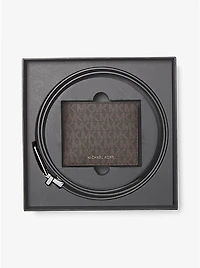 Signature Logo Billfold Wallet and Belt Gift Set