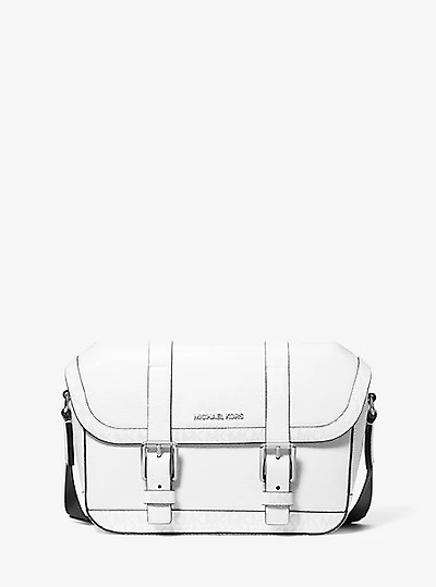 Cooper Travel Pebbled Leather and Signature Logo Flap Messenger Bag