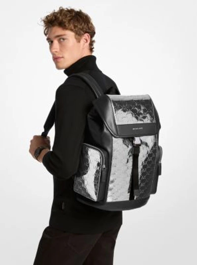 Cooper Medium Metallic Logo Debossed Backpack