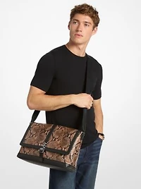 Cyrus Medium Snake Embossed Messenger Bag