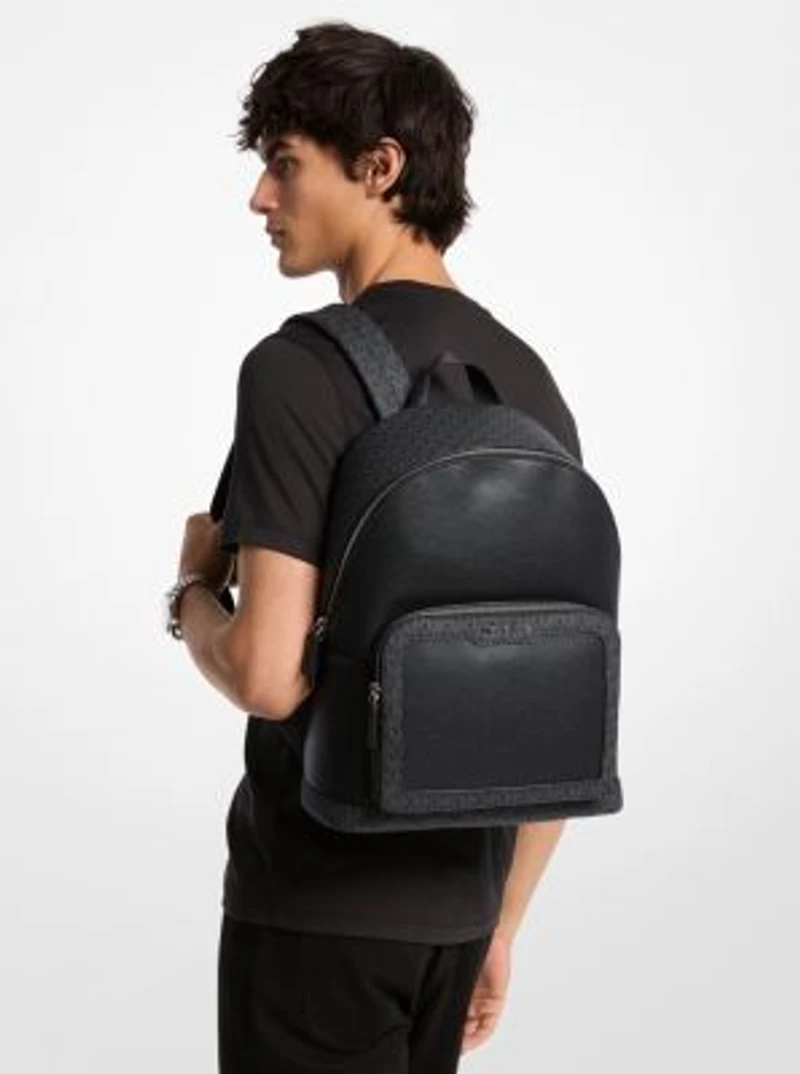 Cooper Medium Pebbled Leather and Signature Logo Commuter Backpack