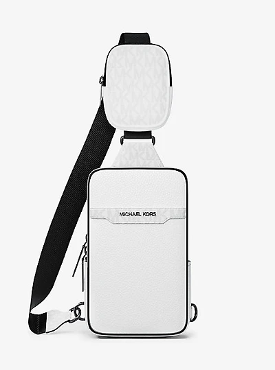 Cooper Medium Pebbled Leather and Signature Logo Sling Pack with Pouch