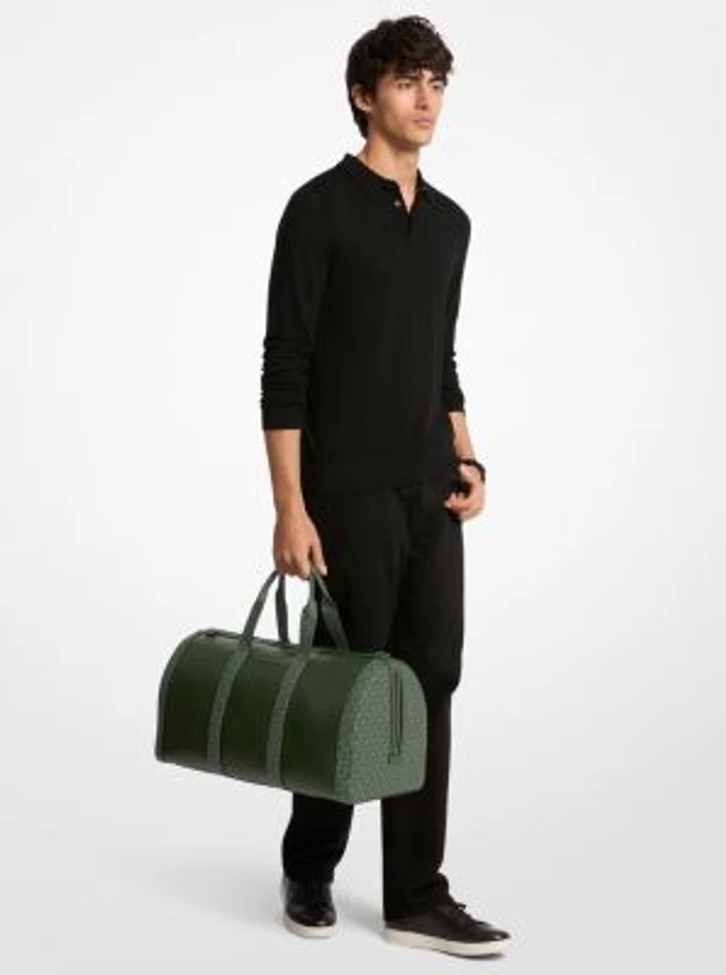 Cooper Pebbled Leather and Signature Logo Duffel Bag