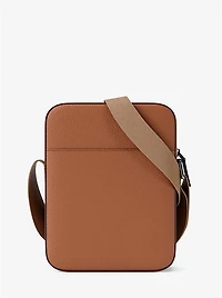 Cooper Logo Embossed Pebbled Leather Messenger Bag