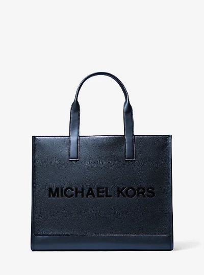 Cooper Logo Embossed Pebbled Leather Tote Bag