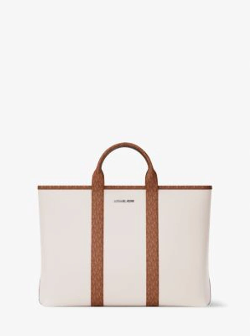 Cooper Medium Pebbled Leather and Signature Logo Tote Bag