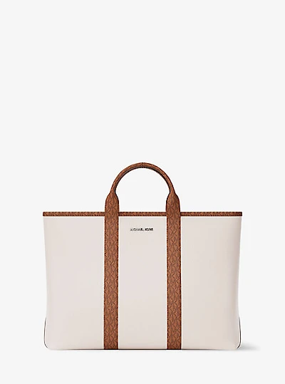 Cooper Medium Pebbled Leather and Signature Logo Tote Bag