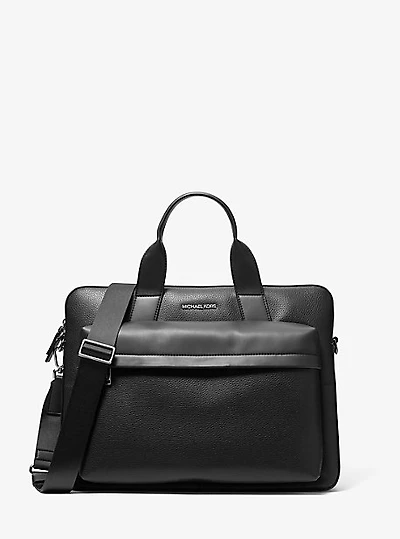 Pacey Medium Pebbled Leather Pocket Briefcase