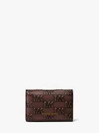 Colby Logo Embossed Burnished Leather Card Case