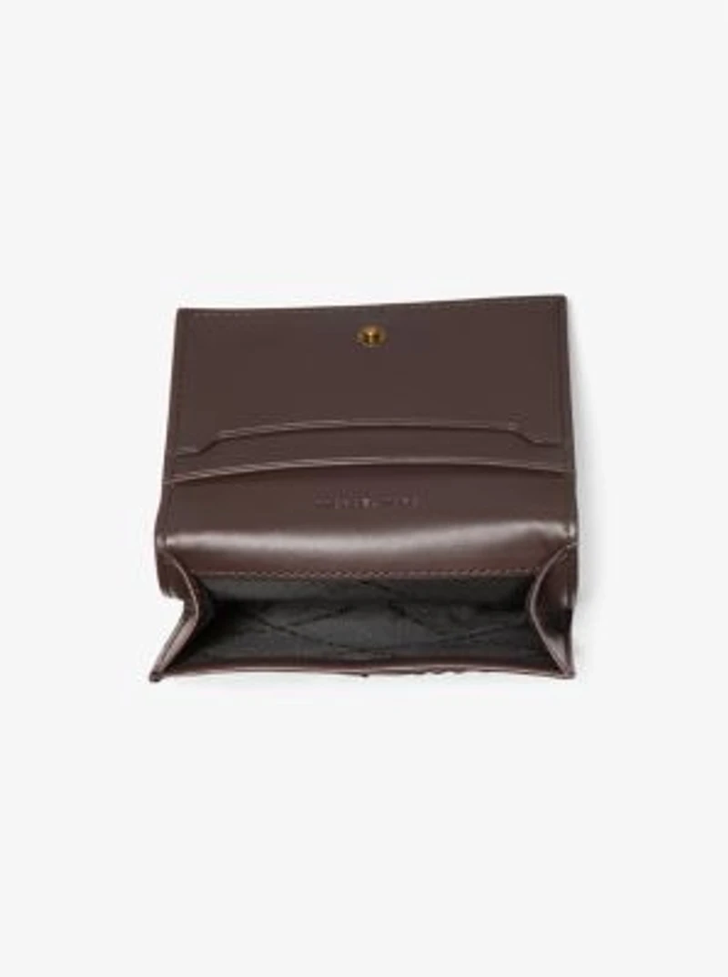 Colby Logo Embossed Burnished Leather Card Case