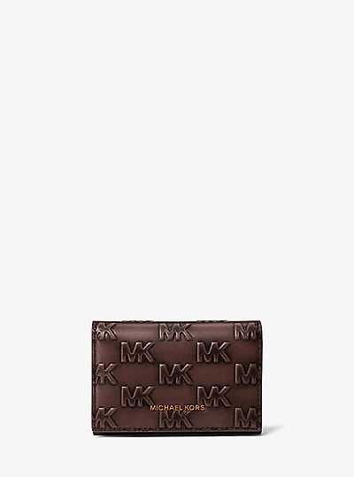 Colby Logo Embossed Burnished Leather Card Case