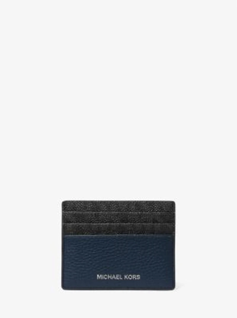 Hudson Logo and Pebbled Leather Tall Card Case