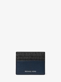 Hudson Logo and Pebbled Leather Tall Card Case