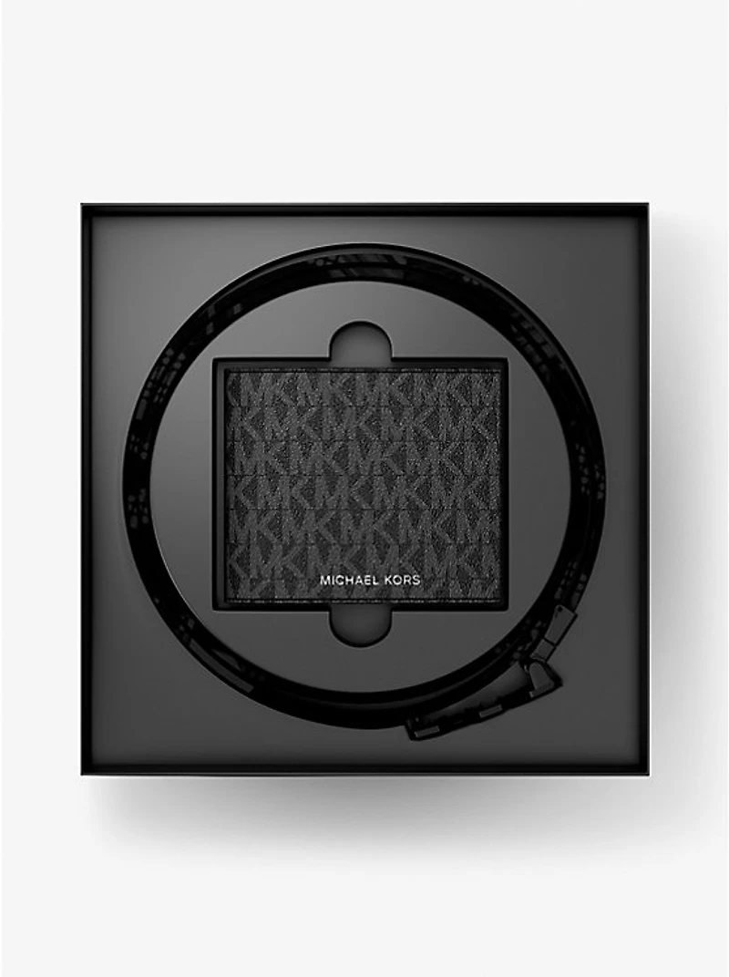Signature Logo Wallet and Belt Gift Set