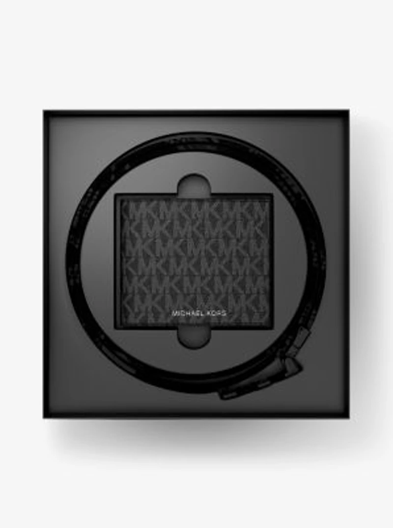 Signature Logo Wallet and Belt Gift Set