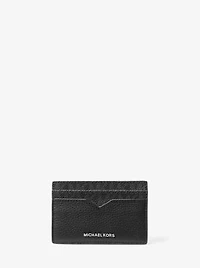 Hudson Pebbled Leather and Signature Logo Money Clip Card Case