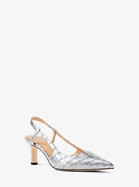 Alora Metallic Crocodile Embossed Leather Slingback Pump