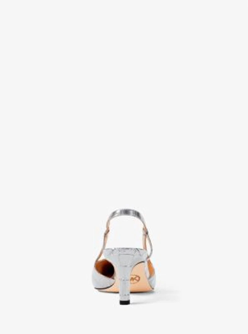 Alora Metallic Crocodile Embossed Leather Slingback Pump