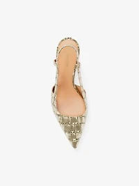 Alora Metallic Crocodile Embossed Leather Slingback Pump