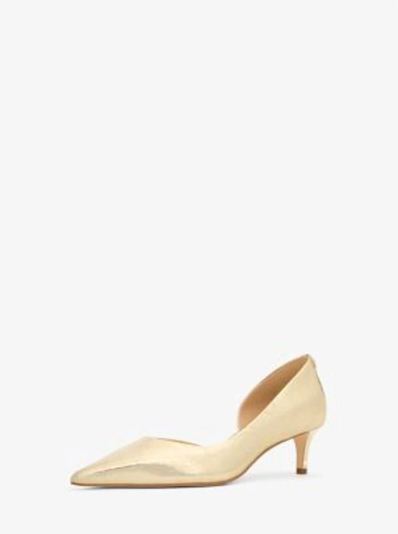 Elyse Crackled Metallic Leather Kitten Pump