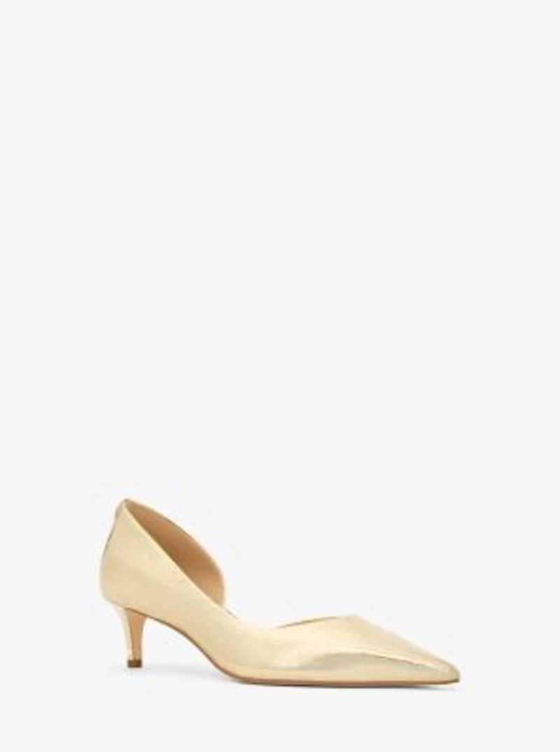 Elyse Crackled Metallic Leather Kitten Pump