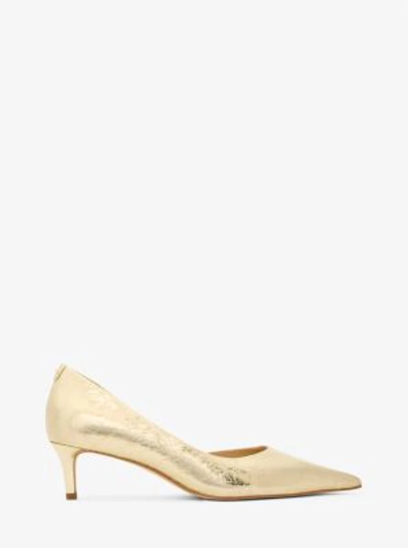 Elyse Crackled Metallic Leather Kitten Pump