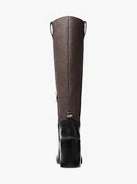 Houston Signature Logo and Leather Block Heel Boot