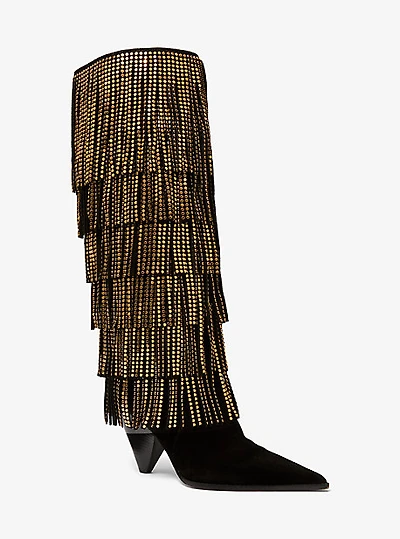 Jayla Embellished Suede Fringed Boot
