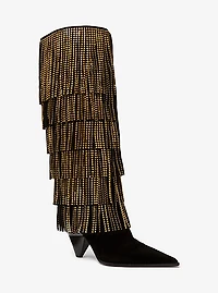 Jayla Embellished Suede Fringed Boot