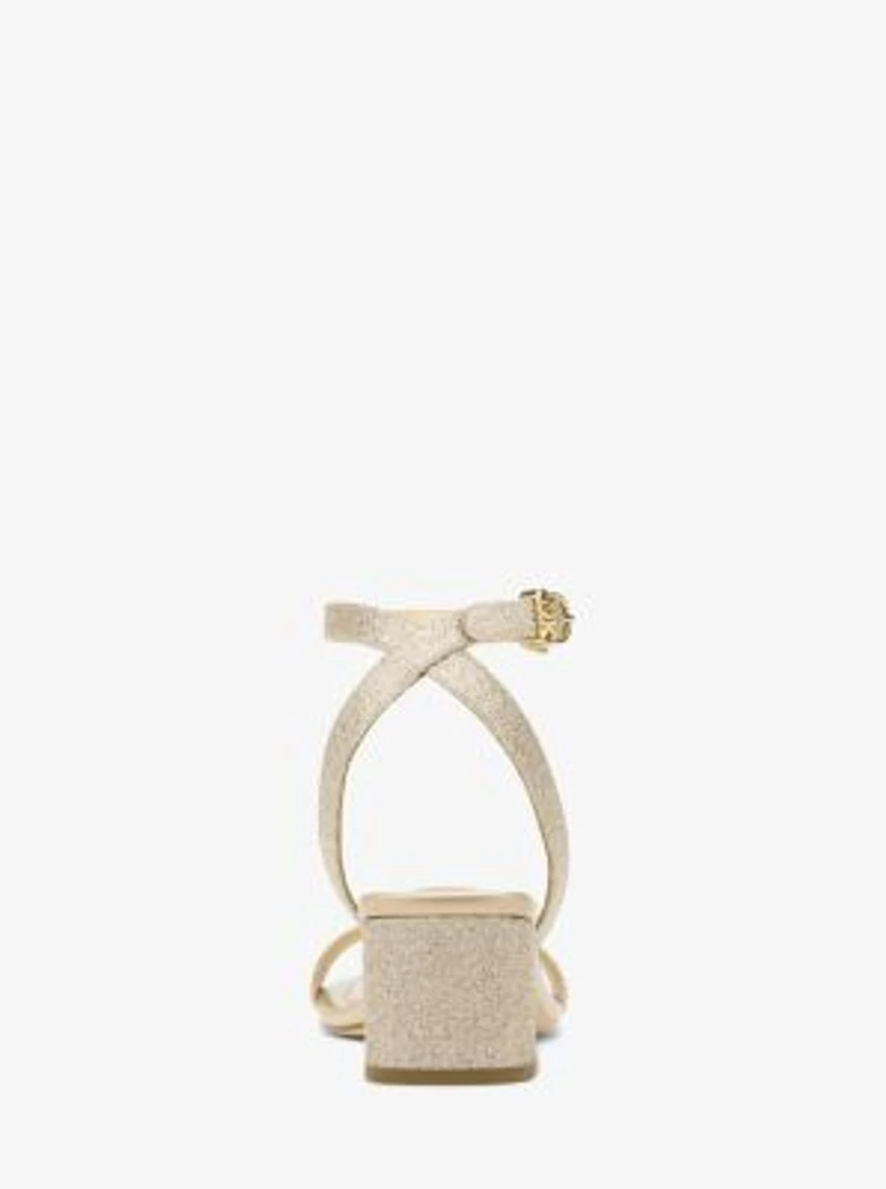 Merriam Glitter-Embellished Leather Sandal