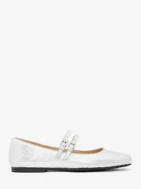 Matilda Crackled Metallic Leather Mary Jane