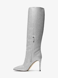 Rue Embellished Glitter Chain-Mesh Knee Boot