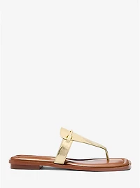 Lena Metallic Leather T-Strap Sandal