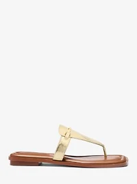 Lena Metallic Leather T-Strap Sandal