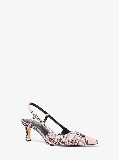 Alora Snake Embossed Leather Slingback Pump