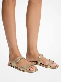 Jaida Glitter Embellished Leather Sandal
