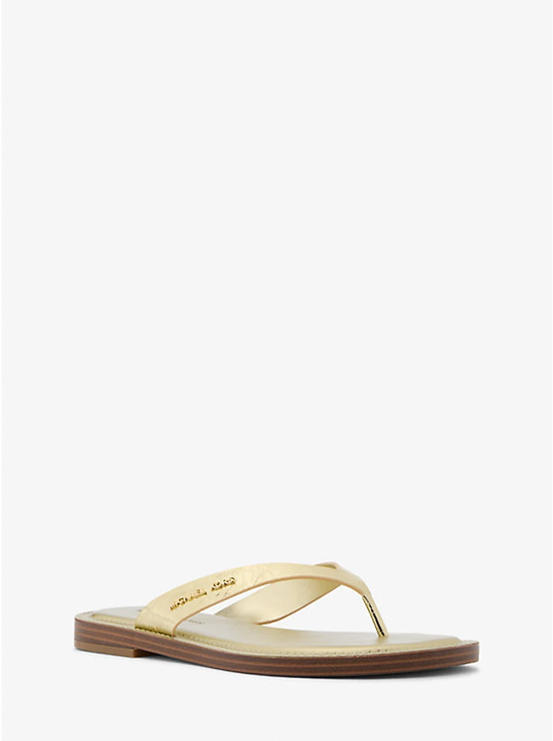 Koko Metallic Crackled Leather Flip Flop