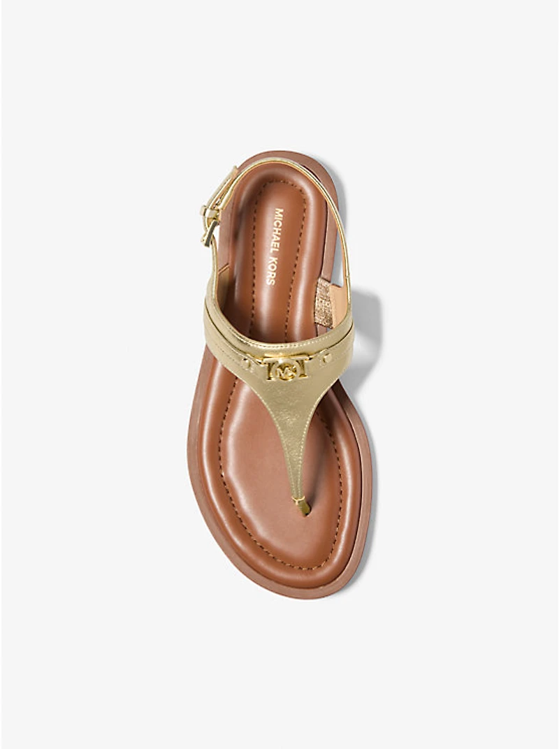 Mandy Metallic Leather T-Strap Sandal