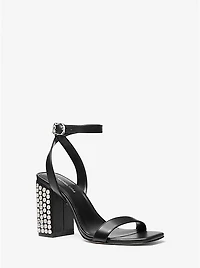 Merriam Studded Leather Block Heel Sandal
