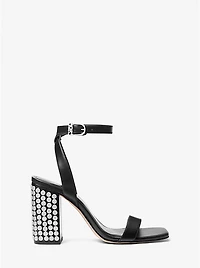 Merriam Studded Leather Block Heel Sandal