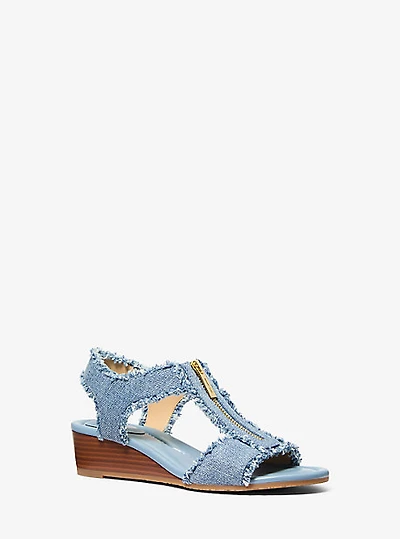 Berkley Frayed Denim Wedge Sandal
